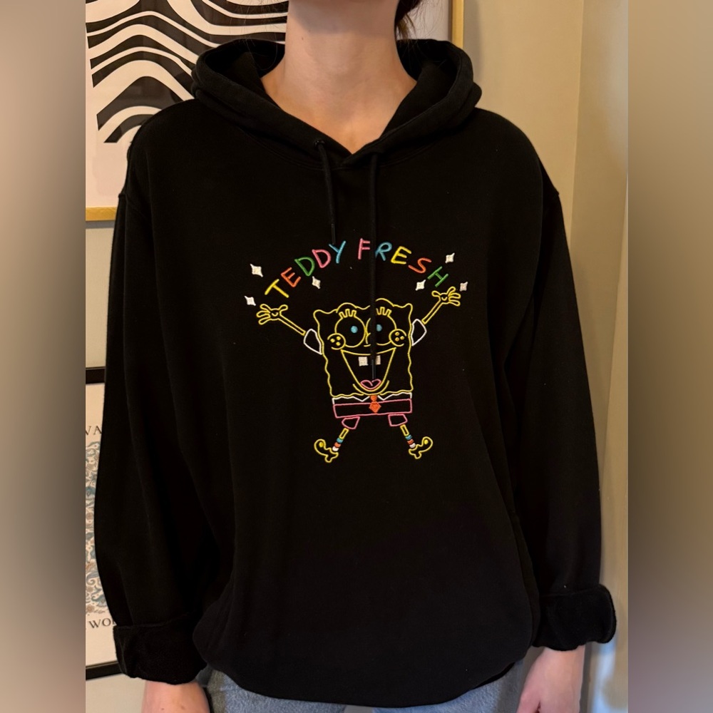 Teddy Fresh x SpongeBob Black Hoodie with embroidery